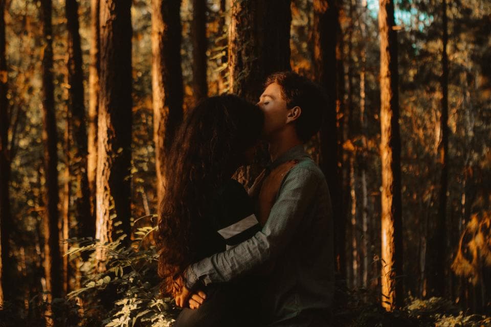 A kiss among the trees