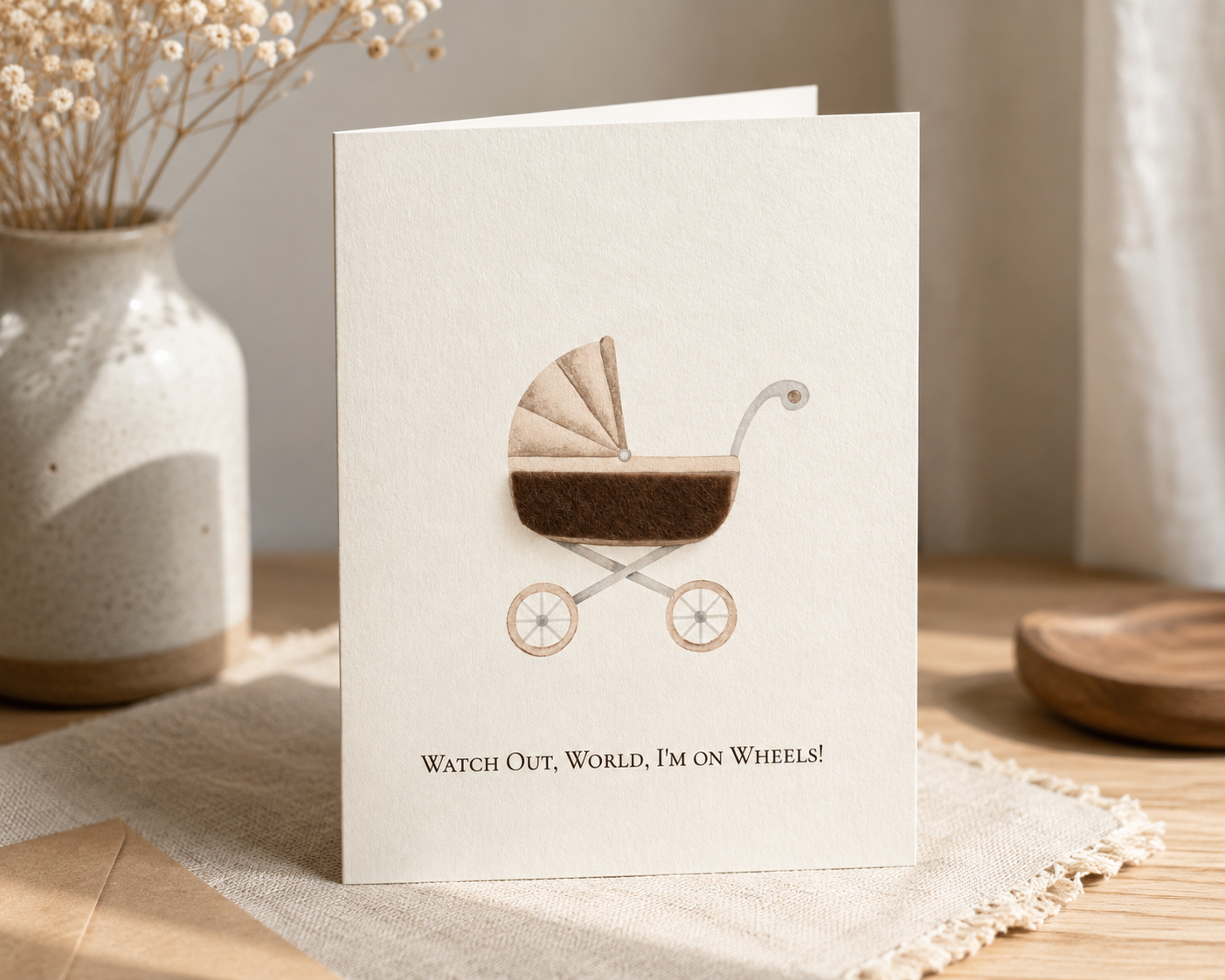 New Baby Card with Felt Detail | Baby Shower Card | Gender Neutral Newborn Congratulations